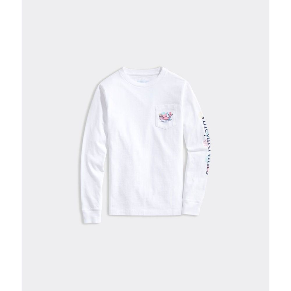 NWT Boys 2021 New Years Party Glow Whale Long-Sleeve Pocket Tee XL(18)